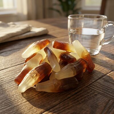 Подлинный содовый сок вкус гумоновые конфеты с забавной формой бутылки колы и идеальной жевательной текстурой Соевые бобы